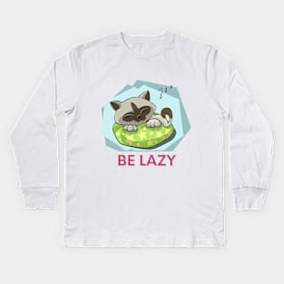 Be lazy cat Kids Long Sleeve T-Shirt